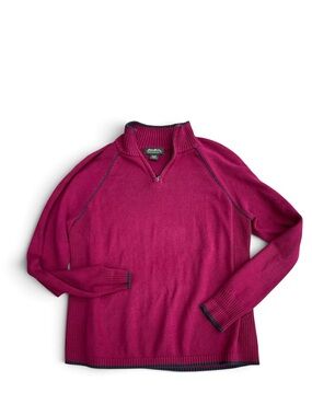 Eddie Bauer Men's Magenta Zip-Neck Sweater
